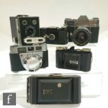 A collection of Kodak cameras to include a Retinette IB, serial number 56299, with Rodenstock Reomar