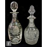 An 18th Century commemorative decanter of the 350th Anniversary of the Mayflower, in the Indian club