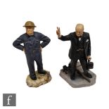 Two Ashmor Worcester models of Sir Winston Churchill, the first modelled as him giving the V and