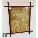 An early19th Century needlework sampler worked by Mary Moyes aged 12ys [sic] with the alphabet above