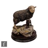 A Border Fine Arts Herdwick ewe and lamb, style 1 model L79, modelled by Ray Ayres, numbered 246/