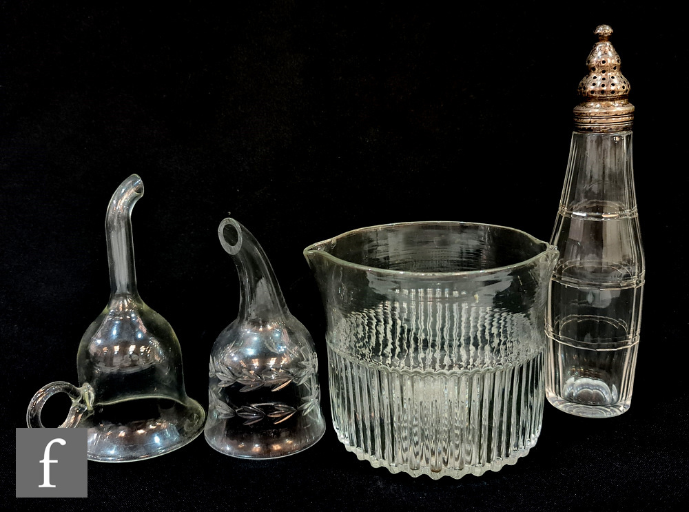 A late 18th Century condiment bottle of slender bottle form, with fine slice cut body with
