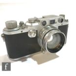 A Leica IIIC rangefinder camera, circa 1941, serial number 368196, Chrome body, with Ernst Leitz