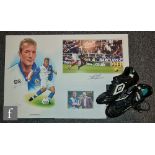 A pair of Alan Shearer Umbro black size 8 football boots worn when he scored his 201st goal for