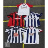 A West Bromwich Albion football shirt ADT11, blue and white stripes, logo Zoopla, a similar Umbro