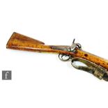 A 19th Century Russian three band percussion musket, no 1467 and dated 1848, with under slung canvas