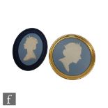 Two later 20th Century Wedgwood blue jasperware plaques commemorating Queen Elizabeth II, the