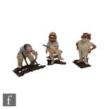 Three Albany China models of animals playing cricket comprising a mole, a toad and a rat, possibly