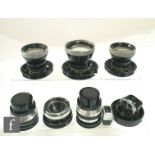 A collection of Carl Zeiss/Zeiss Ikon camera lenses, to include a Jena cardinar 4/100, 6171445,