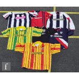 A West Bromwich Albion yellow and red striped football shirt, logo Sandwell 1992-93, a similar