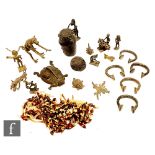 Nineteen assorted African tribal metal work items to include figures playing instruments and