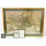 A 19th Century map of the New Plan of London by Pigot & Co, 50cm x 74cm, later framed and mounted,
