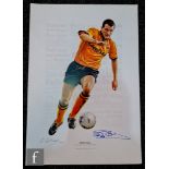 A Steve Bull action print by Geoff Tristram, signed by the player and the artist in pencil, 61cm x