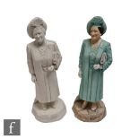 Two Albany Fine China models of the Queen Mother, one nationalistically decorated, the second