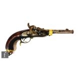 A 19th Century Prussian Potsdam cavalry percussion pistol, barrel 22cm, the plain action marked