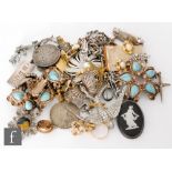 A small parcel lot of assorted costume and other jewellery to include a 9ct smokey quartz pendant,