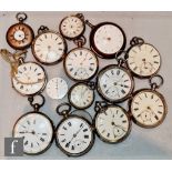 Thirteen assorted silver and metal pocket watches to include lever, cylinder and verge examples, all