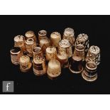 Nineteen assorted 20th Century hallmarked silver thimbles of varying size to include one celebrating