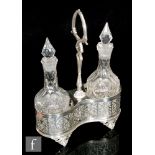 A pair of late 19th Century glass condiment bottles, circa 1795, each of cylindrical form with