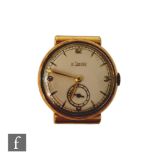 An 18ct hallmarked gentleman's Jaeger-Le Coultre manual wind wrist watch with Arabic numerals and