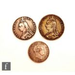 Three George III to Victoria coins to include a half crown 1819, crown 1892 and double florin