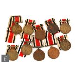 Ten George V Special Constabulary Long Service medals one with Great War Bar to Sergt James M Allen,