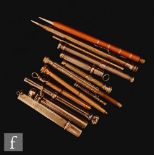 Thirteen assorted 19th and early 20th Century propelling pencils of varying form to include a Samson