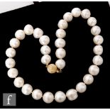A single row of irregular cultured pearls, each diameter approximately 13mm, length 45cm,