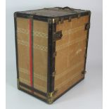 A rare large American "Hartmann" folding brass mounted and leather bound Trunk Wardrobe,