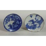 Two similar large blue and white Platters, decorated with flowers in the Chinese taste each approx.
