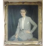 Dorothy Elaine Vicaji, 1880 - 1945 "A fine Portrait of a mature Lady in grey suit, seaed,