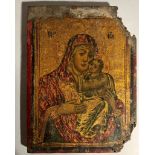 A late 18th Century / early 19th Century Russian Icon, of the Madonna and Child,