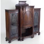 A Chippendale style mahogany Breakfront Display Cabinet, of low proportions,