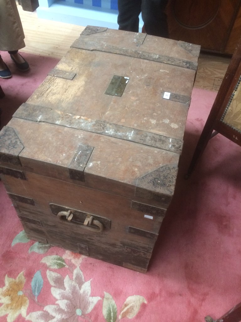 A large 19th Century steel bound Oak Silver Chest, with two carrying handles, - Image 2 of 3