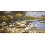 "Ducks by a Pond"; "Setters at the Ready," and "Picking Apples," variant sizes, O.O.B., unframed.