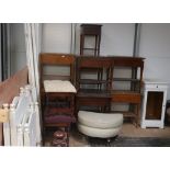 A large collection of Hotel Furniture, including bedside lockers, tables, chairs, luggage racks etc.