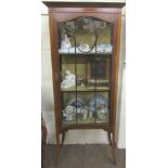 A tall narrow inlaid Edwardian mahogany China Display Cabinet, with outsplayed legs,