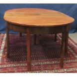 A Georgian period mahogany Dining Room Table, with two demi-lune ends and one centre falling leaf,