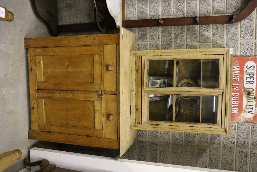 A collection of pitch pine Kitchen Items, including hanging press, wardrobe, and two drawer press, - Image 3 of 3