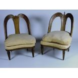 A pair of inlaid and gilt painted modern Bedroom Chairs, of low proportions,