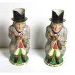 A tall pair of Royal Staffordshire porcelain Toby Jugs, 'D'ye Ken John Peel,' approx.