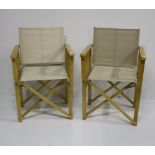 A set of 6 folding "Directors" Chairs, covered in cream linen fabric.