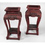 A pair of attractive large late 19th Century Chinese cinnabar Stands,
