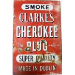 An original enamel Advertisement Sign, for "Smoke Clarke's Cherokee,