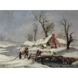 19th Century Dutch School An attractive pair of Winter Scenes with figures,