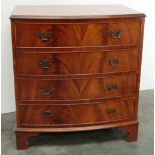 A Regency style mahogany bow fronted Chest, of four long drawers, raised on bracket feet, 31"w.