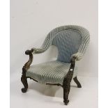 A very good quality early Irish Victorian carved rosewood Armchair,