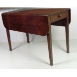 A mahogany drop leaf Dining Table, with one frieze drawer on four square tapering legs, 107cms.