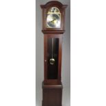 A modern mahogany Grandmother Clock, with silvered and brass dial, 151cms (4'11") high.