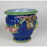 A 19th Century Majolica type blue ground Jardiniere,